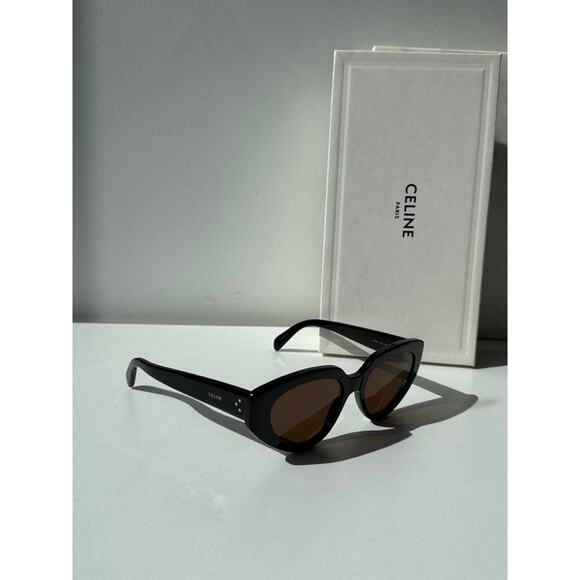 NEW Celine CL40286I 3 Dots Black Cat Eye Sunglasses - Picture 3 of 7
